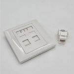 562121-FTT Networking Face Plate, Two Gangs White with Cat6 Keystone Jack w shuttle 86X86mm