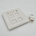 564121-FTT Networking Face Plate, Four Gangs White with Cat6 Keystone Jack w shuttle 86X86mm