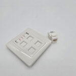 564121-FTT Networking Face Plate, Four Gangs White with Cat6 Keystone Jack w shuttle 86X86mm - Image 2