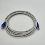 52614111220030- Cat6 patch cord UTP 24AWG grey color with blue boots, 3m LSZH