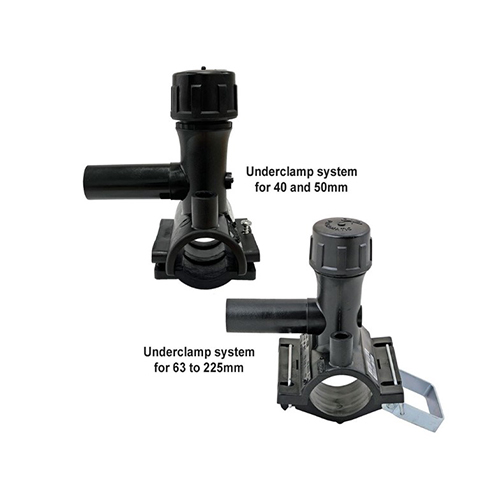 Underclamp-PE100,-4mm-Automatic-Pin,-20-32mm-Outlet,-Without-Tube Underclamp-PE100,-4mm-Automatic-Pin,-20-32mm-Outlet,-Without-Tube - Image 1